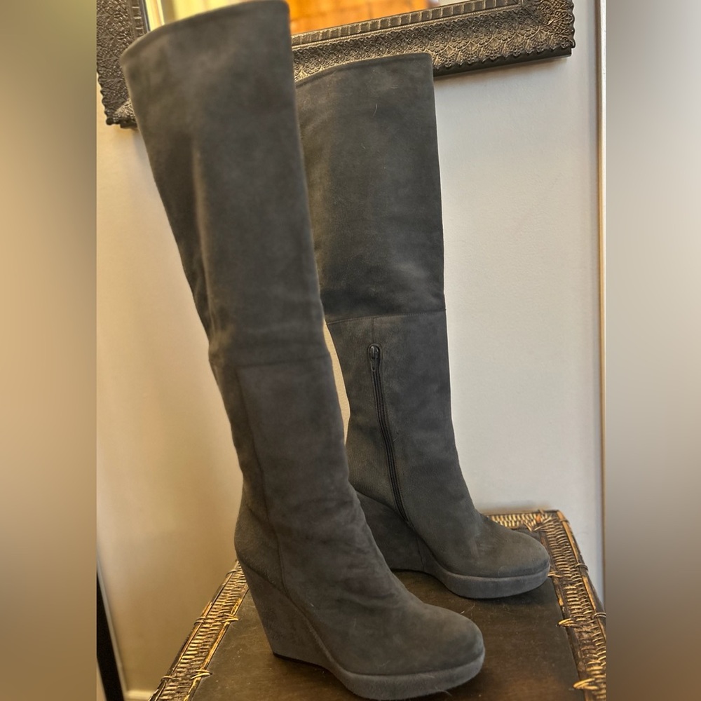 Stuart Weitzman Gray Suede Over the Knee Boots